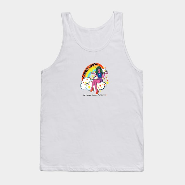 I Don't Care Tank Top by OatMilkLady